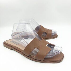 STEVE MADDEN Hadyn Slide Sandals Cognac Leather Womens 8.5